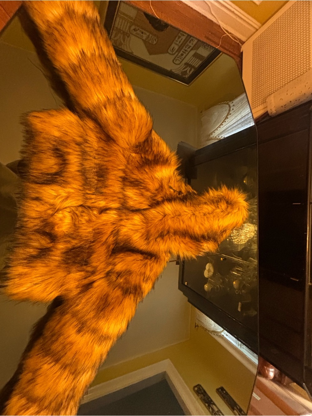 Faux Fur Coat - Orange Tiger Print